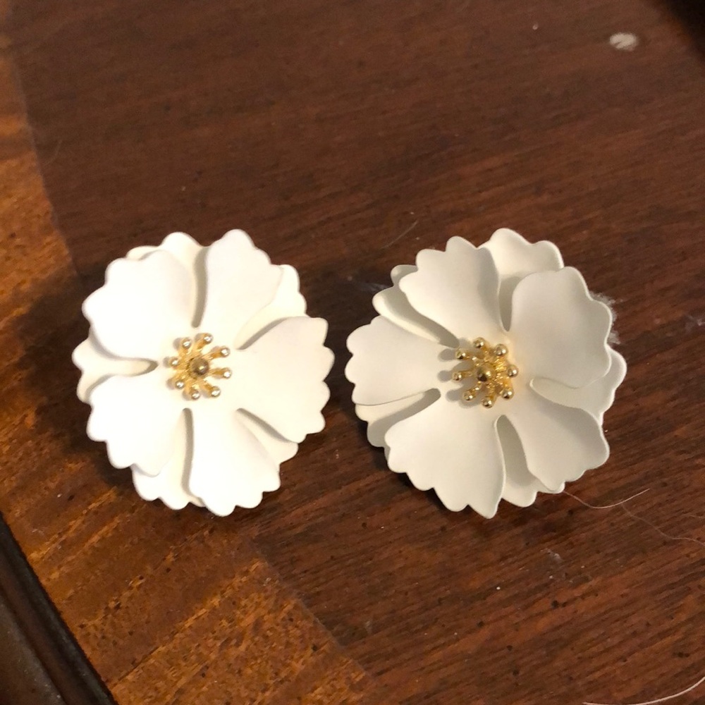 Camellia Flower Stud Earring in White
